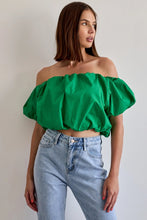Load image into Gallery viewer, Shannon Bubble Crop Top Tops Seven 1 Seven Small Green 

