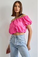 Load image into Gallery viewer, Shannon Bubble Crop Top Tops Seven 1 Seven Small Pink 
